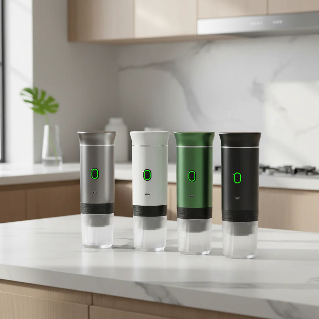 Przenośny Ekspres do Kawy 3w1 - Bezprzewodowy Elektryczny Zaparzacz do Kapsułek i Kawy Mielonej