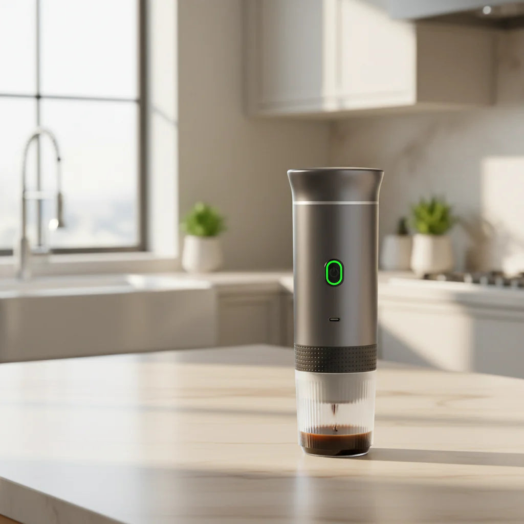 Przenośny Ekspres do Kawy 3w1 - Bezprzewodowy Elektryczny Zaparzacz do Kapsułek i Kawy Mielonej